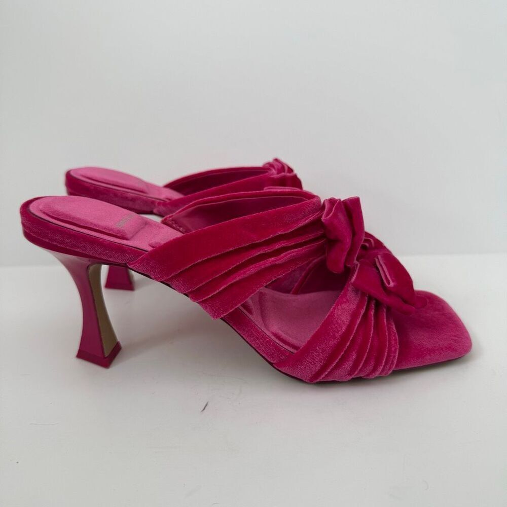 Gianni Bini Pandorah Velvet Bow Square Toe Heeled Sandals - Picture 3 of 5